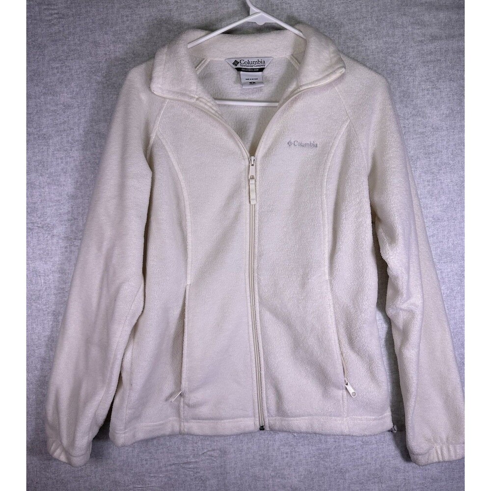 Columbia White Long Sleeve Zip Up Fleece Jacket Women's Small S